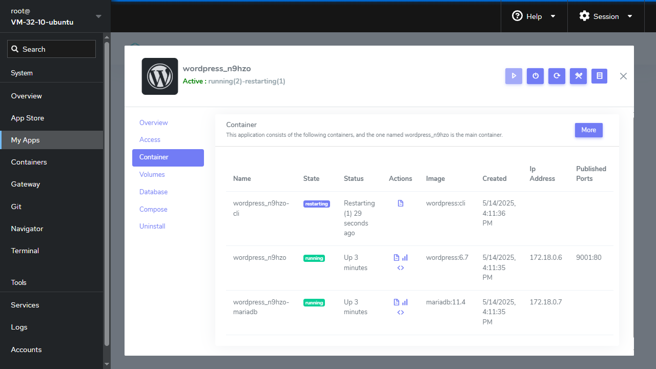 Websoft9 多应用托管平台标准版 (V2.2.2_运维面板-服务器管理) -腾讯云应用市场